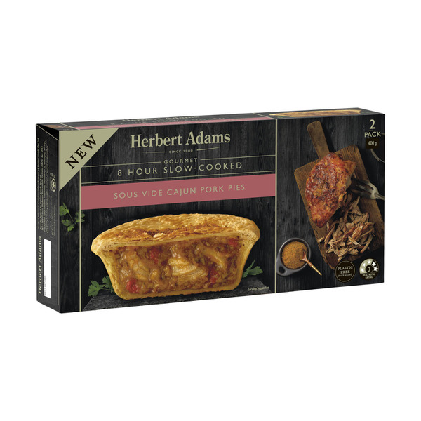 Herbert Adams Slow Cooked Cajun Pulled Pork Pie 2 pack