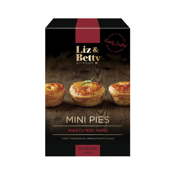 Calories in Liz & Bettys Mini Pies Wagyu Beef & Red Wine