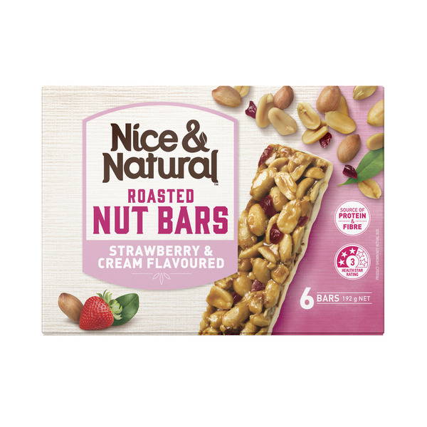 Nice & Natural Roasted Nut Bars Strawberry And Cream 6 Pack