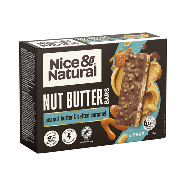 Nice & Natural Nut Butter Bars Peanut Butter And Salted Caramel 5 Pack