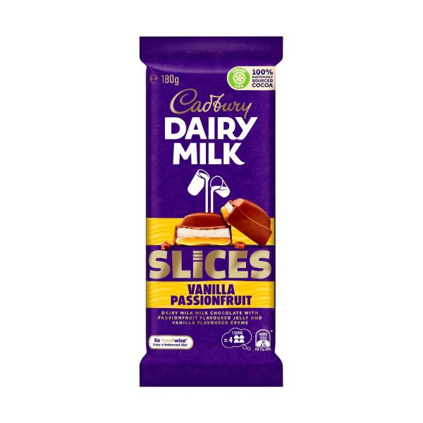 Dairy Milk Slices Vanilla Passionfruit Chocolate Block