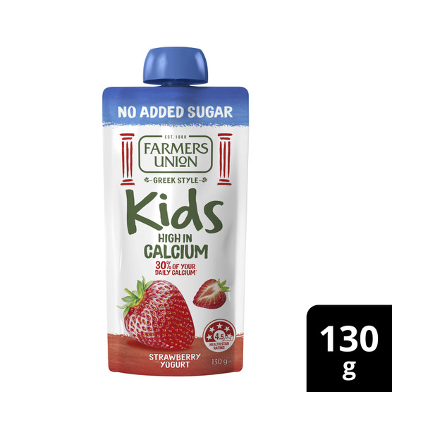 Farmers Union No Added Sugar Kids Yogurt Pouch Strawberry