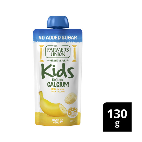 Farmers Union No Added Sugar Kids Yogurt Pouch Banana 130g