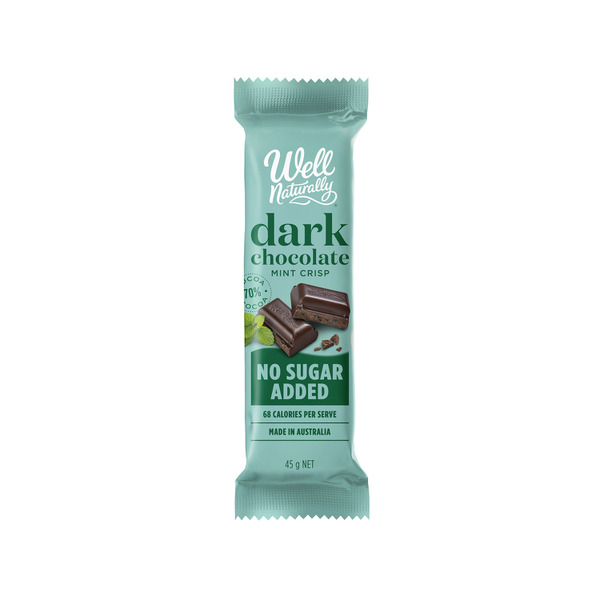 Well Naturally No Sugar Added Dark Chocolate Bar Mint Crisp