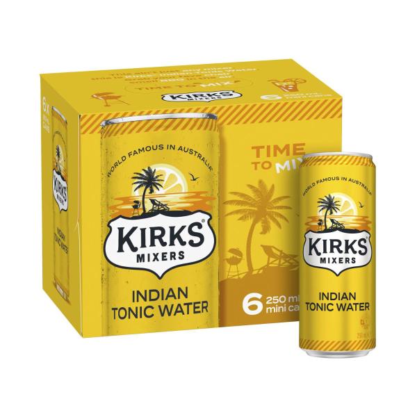 Kirks Mixers Tonic Water Mini Cans 6x250mL