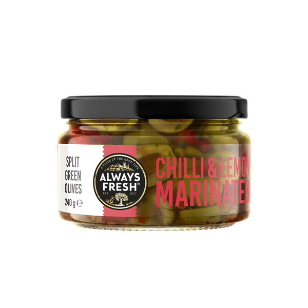 Always Fresh Deli Style Split Green Olives with Chilli and Lemon