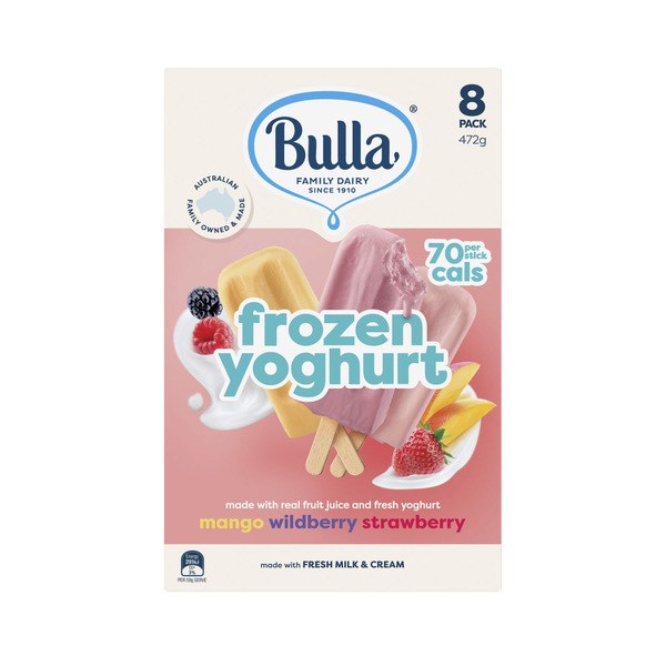 Bulla Frozen Multi Flavoured Yoghurt Sticks 8 pack