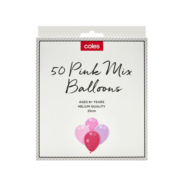 Coles Pastel Multi Colour Balloons 50 pack