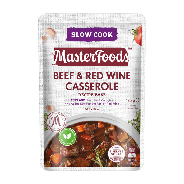 Buy MasterFoods Slow Cooker Beef & Red Wine Casserole Recipe Base 175g