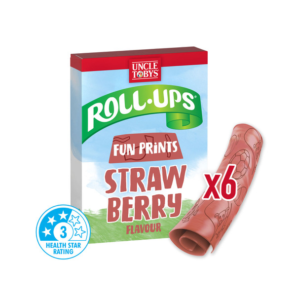 Uncle Toby's Strawberry Flavour Roll Ups 6 pack