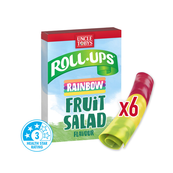 Calories in Uncle Tobys Roll Ups Rainbow Fruit Salad 6 Pack