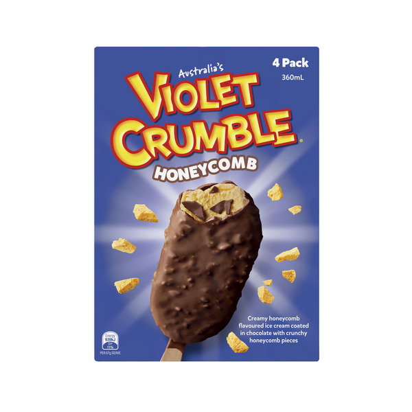 Violet Crumble Ice Cream Sticks 4 Pack