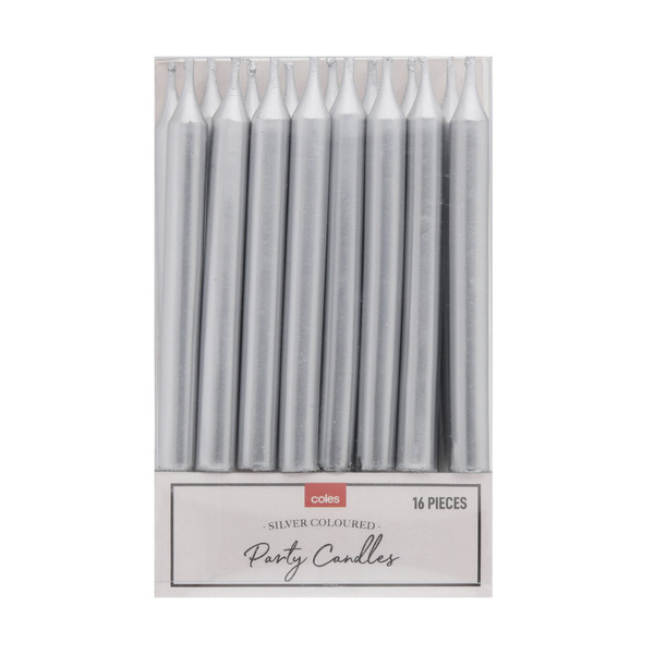 Buy Coles Party Candles Silver 16 pack Coles