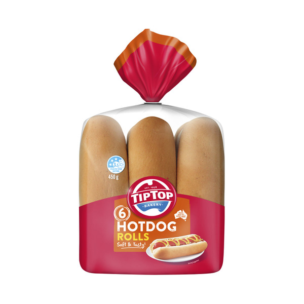 Tip Top White Bread Hot Dog Rolls | 6 pack