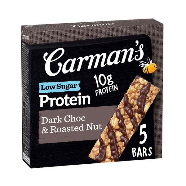 Carmans Bar Protein Low Sugar Dark Choc & Roasted Nut 5 Pack