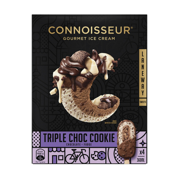 Laneway Sweets Triple Choc Cookie Ice Cream 4 Pack