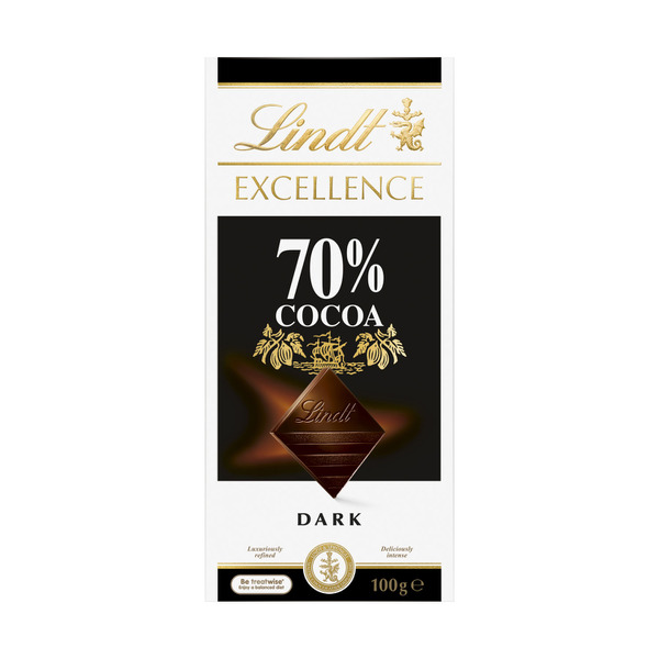Calories in Lindt Excellence 70% Cocoa Dark Chocolate Block