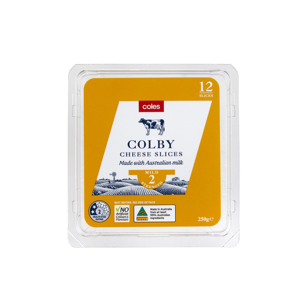 Coles Dairy Colby Cheese Slices 12 Pack