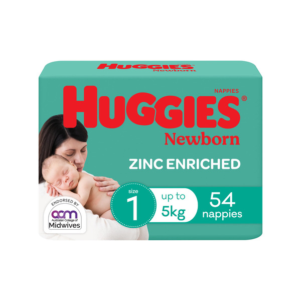 Huggies Nappies Unisex Newborn Size 1 Bulk | 54 pack