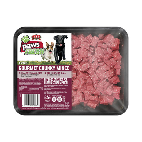 V.I.P Paws Fresh Adult Chilled Fresh Dog Food Chunky Beef Mince | 600g