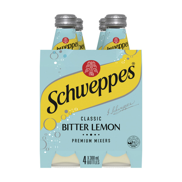 Calories in Schweppes Bitter Lemon Mixers 4X300Ml