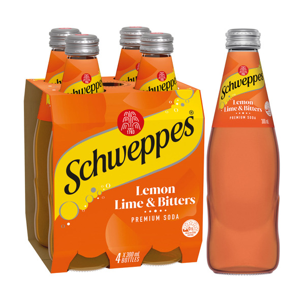 Calories in Schweppes Lemon Lime Bitter Mixers 4X300Ml
