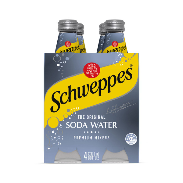 Calories in Schweppes Soda Water Mixers 4X300Ml