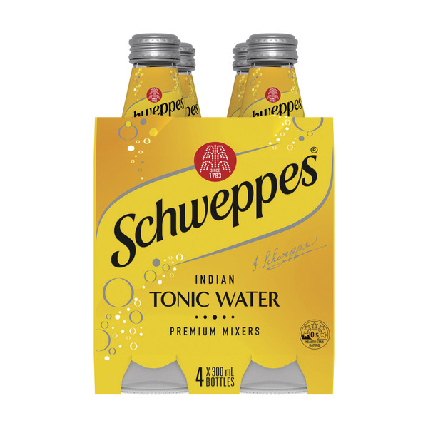 Calories in Schweppes Tonic Water Mixers 4X300Ml