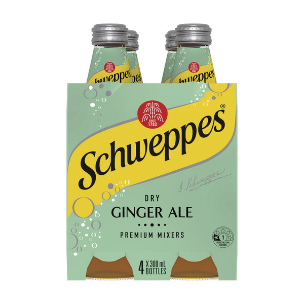 Calories in Schweppes Dry Ginger Ale Mixers 4X300Ml