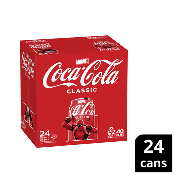 Coca-Cola Classic Soft Drink Multipack Cans 24x375mL