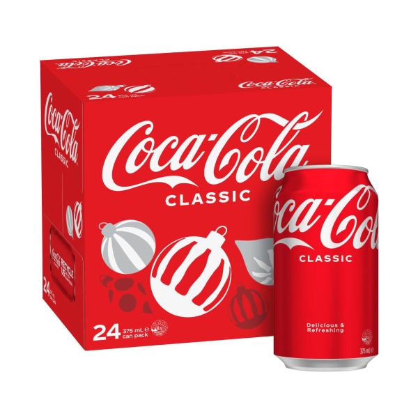 Coca-Cola Classic Soft Drink Multipack Cans 24x375mL