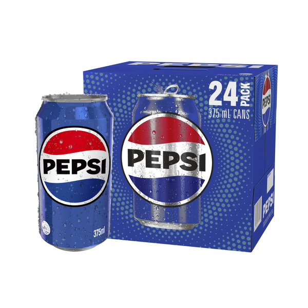 Buy Pepsi Soft Drink Can Cola 375mL 24 pack | Coles