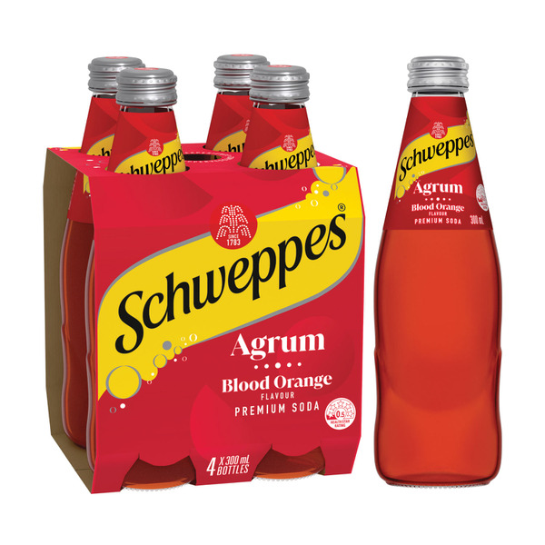 Calories in Schweppes Mixers Softdrink Agrum Blood Orange 4x300mL