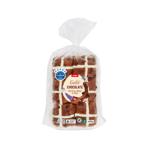 Coles Hot Cross Buns Chocolate | 6 pack