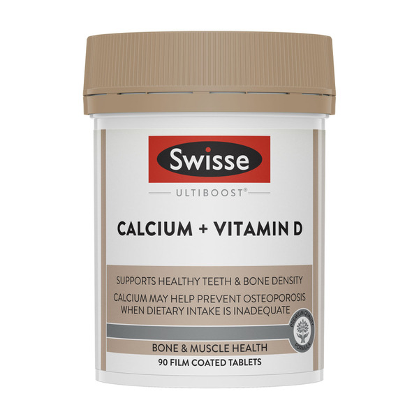 Swisse Ultiboost Calcium + Vitamin D Supports Healthy Teeth & Bone Density 90 Tablets
