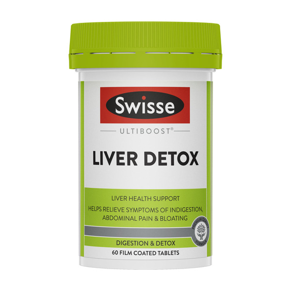 Swisse Ultiboost Liver Detox Helps Relieve Symptoms of Indigestion & Bloating 60 Tablets