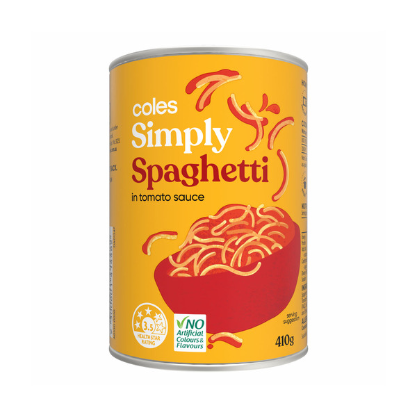 Coles Simply Spaghetti In Tomato Sauce