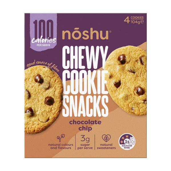 Noshu 100 Calorie Chewy Cookie Snacks Choc Chip