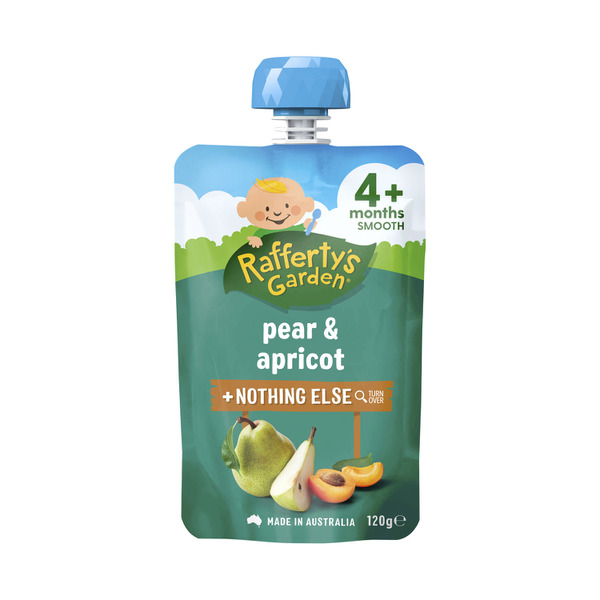Rafferty's Garden Pear & Apricot Puree and Nothing Else Baby Food Pouch 4+ Months | 120g