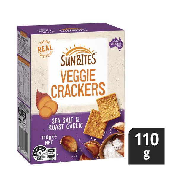 Sunbites Veggie Sweet Potato Snack Crackers Salt Garlic