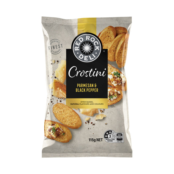 Red Rock Deli Crostini Crackers Parmersan & Black Pepper 115g