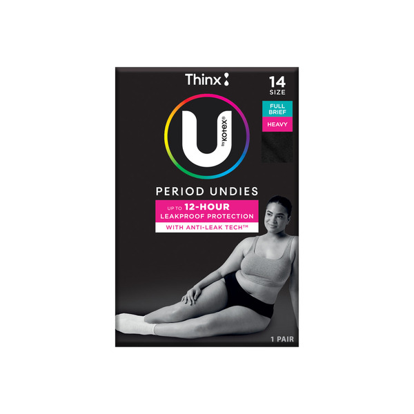 U By Kotex Period Undies Heavy Black Size 14