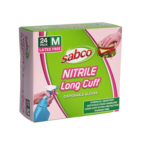 Sabco Nitrile Long Cuff Disposable Gloves Mediium