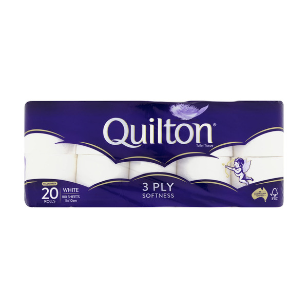 Quilton 3 Ply White Toilet Paper | 20 pack