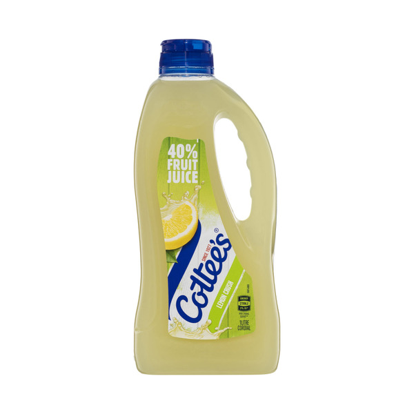 Cottees Lemon Cordial Lemon Crush with 40% Fruit Juice Bottle 1L