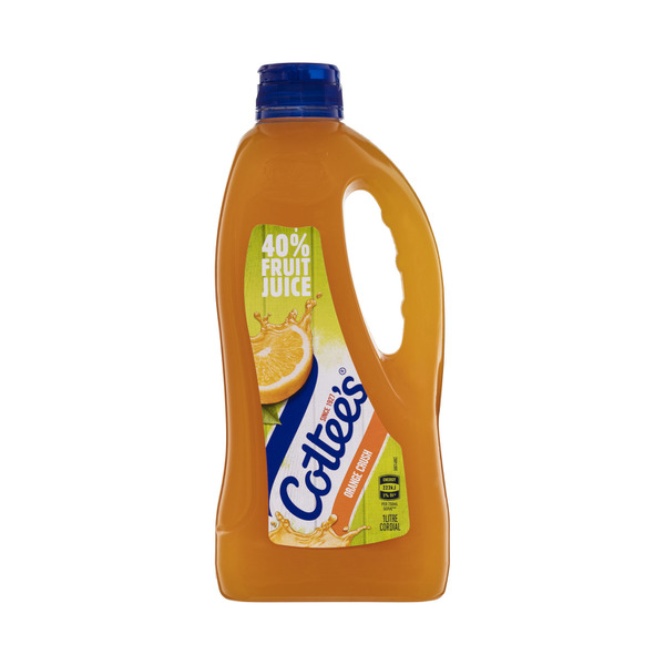 Cottees Orange Cordial Orange Crush with 40% Fruit Juice Bottle 1L