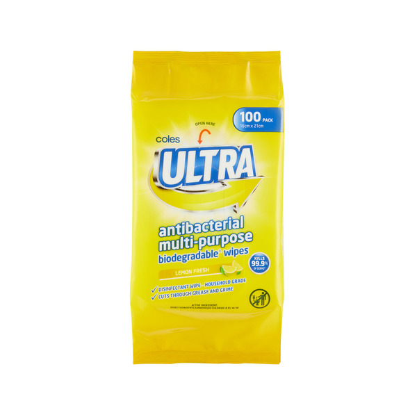 Ultra Antibacterial Multi-Purpose Biodegradable Wipes Lemon Fresh