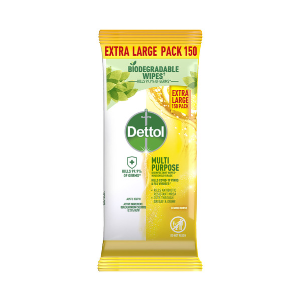 Dettol Disinfectant  Lemon Multipurpose Cleaning Wipes 150 pack