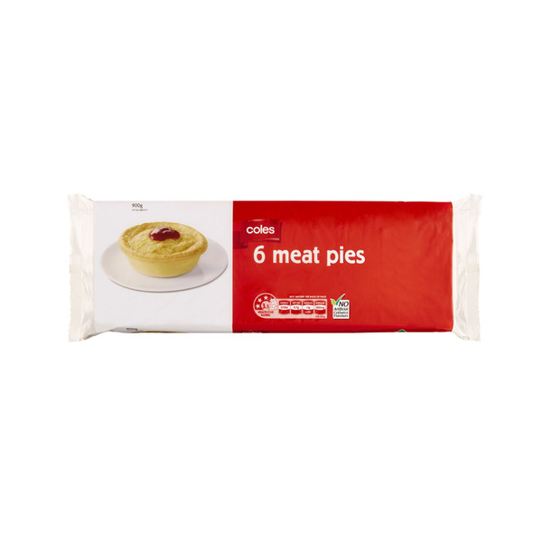 Coles Frozen Meat Pies 6 Pack | 900g