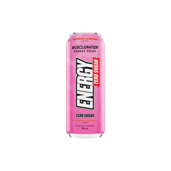 Muscle Nation Zero Sugar Energy Drink Raspberry Lemonade 500mL